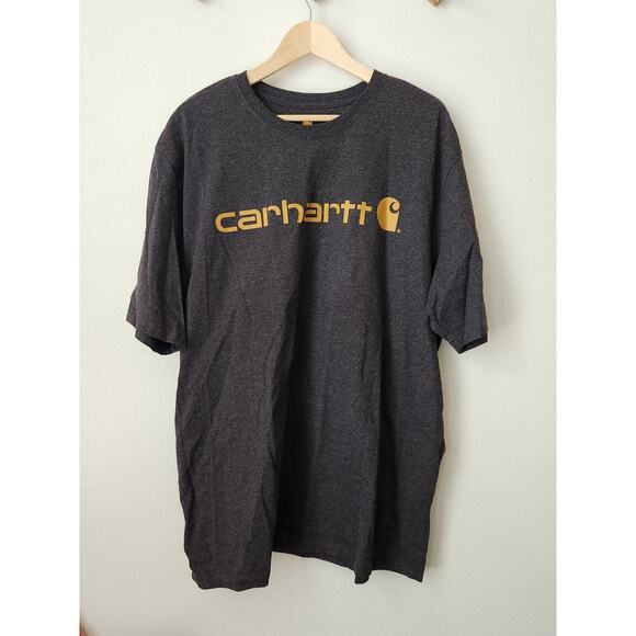 Carhartt Other - Carhartt charcoal gray tshirt XL original fit oversize yellow logo